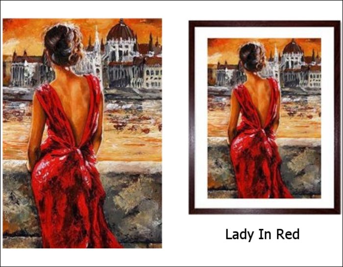 Lady In Red Framed Prints