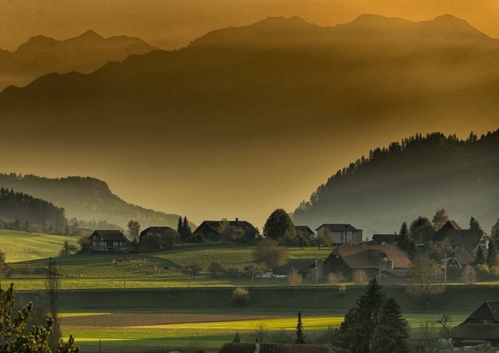 Autumn Mountain Twilight Wall At Print