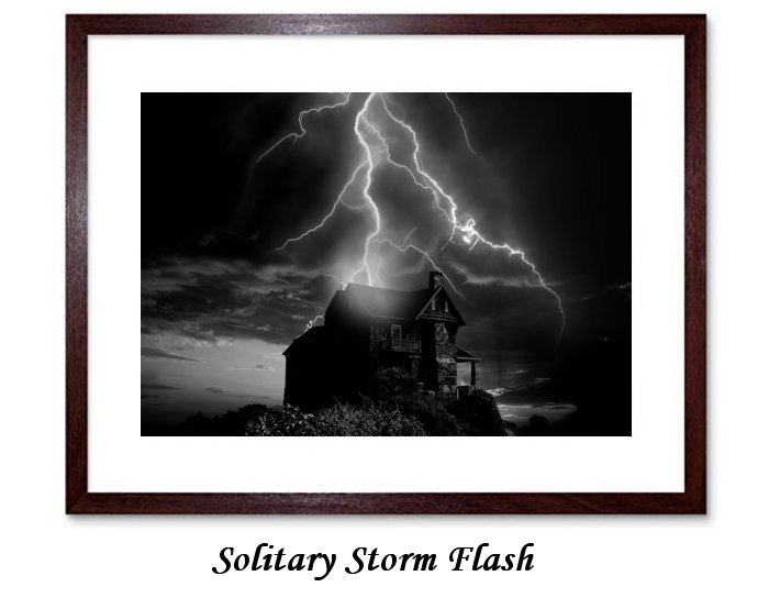 Solitary Storm Flash Framed Print