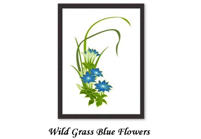 Wild Grass Blue Flowers Framed Prints