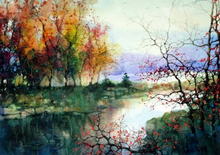 Watercolour Landscape Framed Print