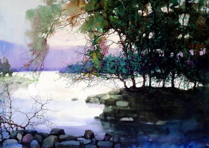 Watercolour Landscape Framed Print