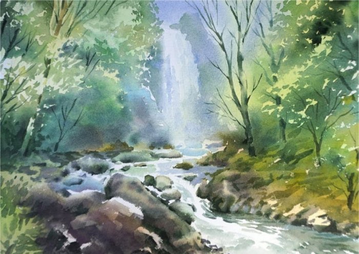Watercolour Landscape Framed Print