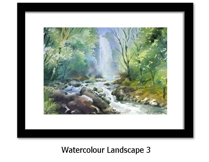 Watercolour Landscapes Framed Print