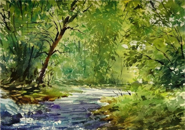 Watercolour Landscape Framed Print