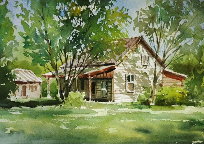Watercolour Landscape Framed Print